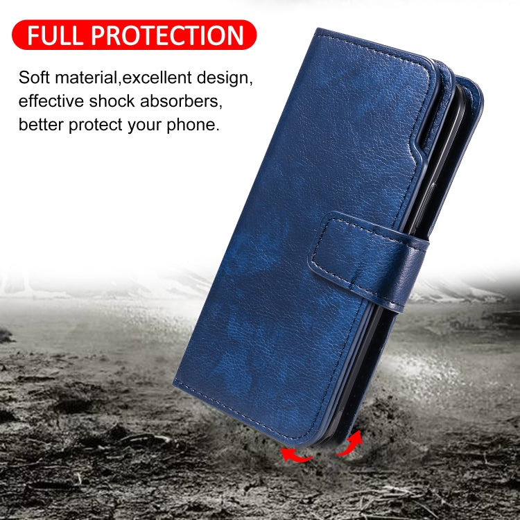 For iPhone 16 Pro Max Tri-Fold 9-Card Wallets Leather Phone Case(Blue) by buy2fix