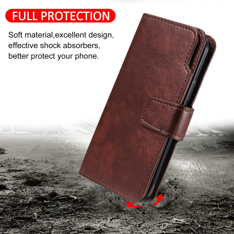 For iPhone 16 Pro Tri-Fold 9-Card Wallets Leather Phone Case(Brown) by buy2fix