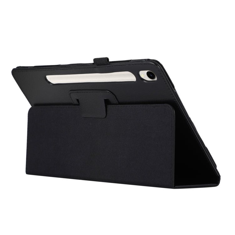 For Samsung Galaxy Tab S9 Litchi Texture Leather Tablet Case with Holder(Black) by buy2fix