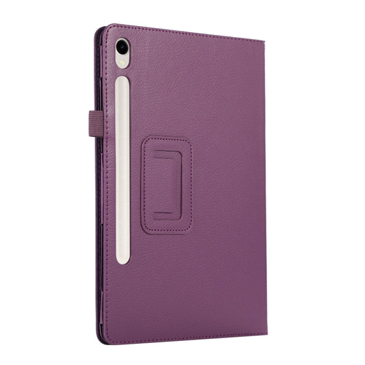 For Samsung Galaxy Tab S9 Litchi Texture Leather Tablet Case with Holder(Purple) by buy2fix