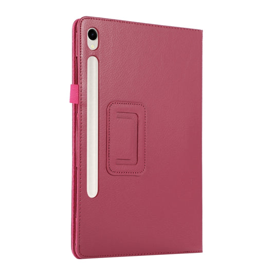 For Samsung Galaxy Tab S9 Litchi Texture Leather Tablet Case with Holder(Rose Red) by buy2fix