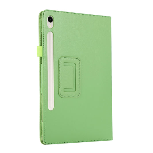 For Samsung Galaxy Tab S9 Litchi Texture Leather Tablet Case with Holder(Green) by buy2fix