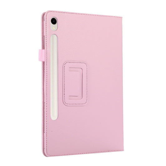 For Samsung Galaxy Tab S9+ / S10+ Litchi Texture Leather Tablet Case with Holder(Pink) by buy2fix
