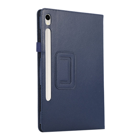 For Samsung Galaxy Tab S9 Ultra Litchi Texture Leather Tablet Case with Holder(Dark Blue) by buy2fix