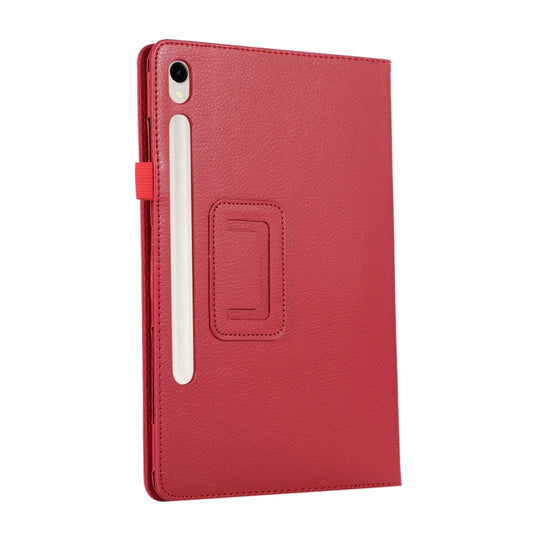 For Samsung Galaxy Tab S9 Ultra Litchi Texture Leather Tablet Case with Holder(Red) by buy2fix