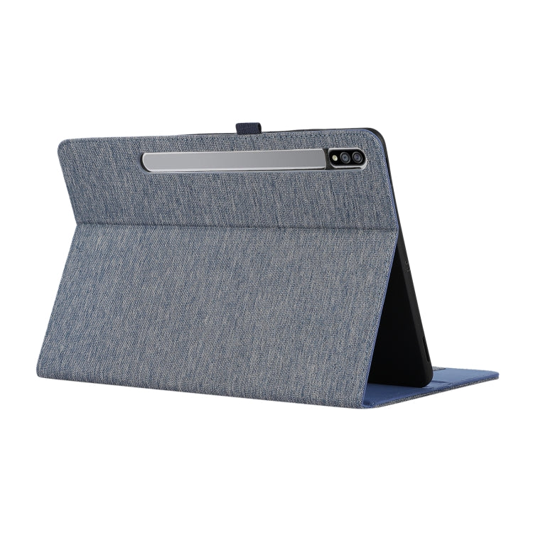 For Samsung Galaxy Tab S10 Ultra Fabric Texture Horizontal Flip Leather Tablet Case(Dark Blue) by buy2fix