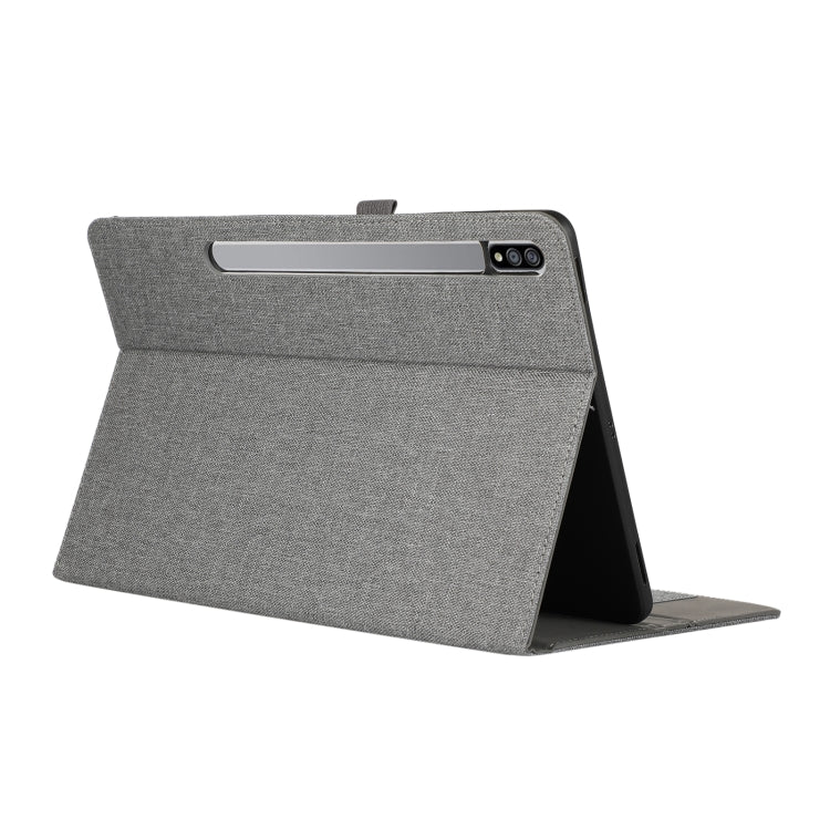 For Samsung Galaxy Tab S10 Ultra Fabric Texture Horizontal Flip Leather Tablet Case(Grey) by buy2fix