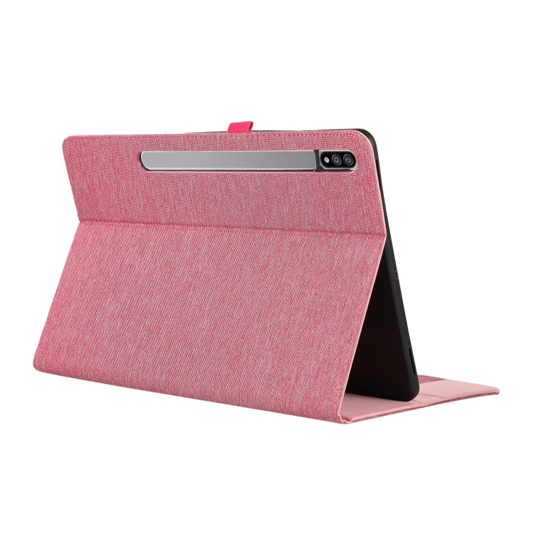 For Samsung Galaxy Tab S10 Ultra Fabric Texture Horizontal Flip Leather Tablet Case(Rose Red) - Other Galaxy Tab PC by buy2fix | Online Shopping UK | buy2fix