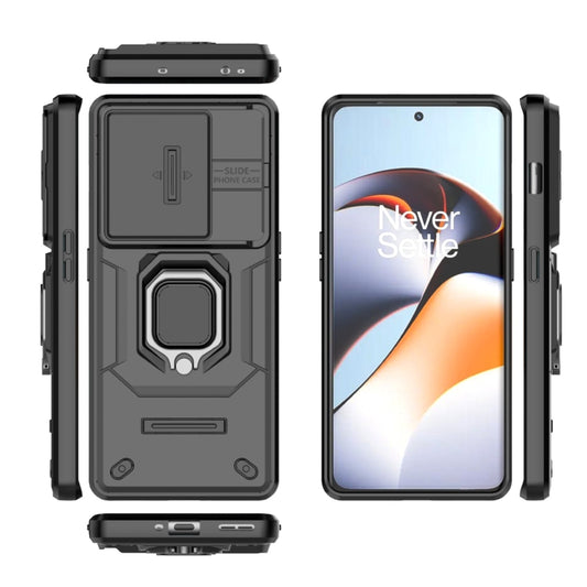 For OnePlus 11R 5G Sliding Camshield TPU + PC Shockproof Phone Case with Holder(Black) by buy2fix