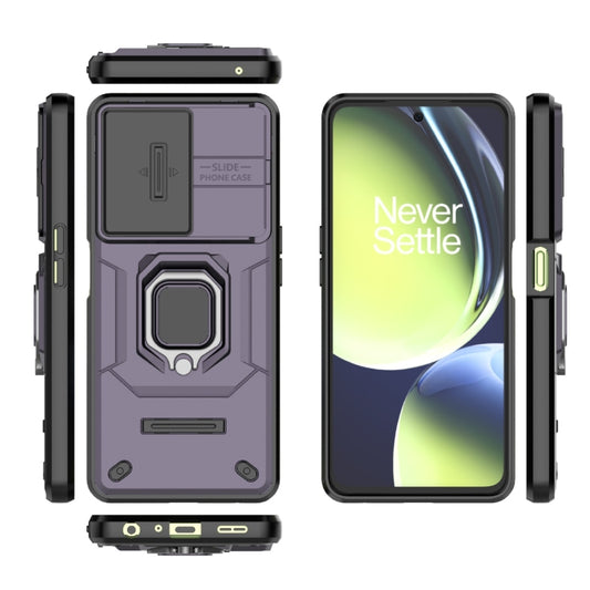 For OnePlus Nord CE 3 Lite 5G Sliding Camshield TPU + PC Shockproof Phone Case with Holder(Purple) by buy2fix