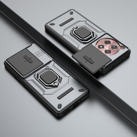 For OnePlus ACE 3 5G Sliding Camshield TPU + PC Shockproof Phone Case with Holder(Grey) by buy2fix