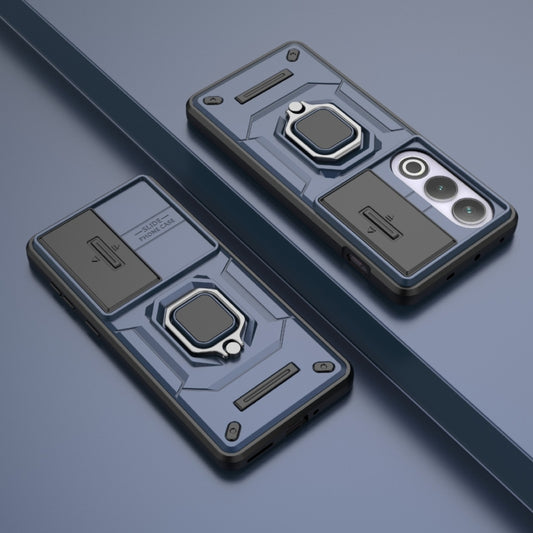 For OnePlus ACE 3V Sliding Camshield TPU + PC Shockproof Phone Case with Holder(Blue) by buy2fix