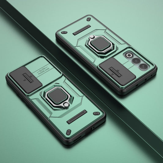 For OnePlus Nord CE4 5G Global Sliding Camshield TPU + PC Shockproof Phone Case with Holder(Green) by buy2fix