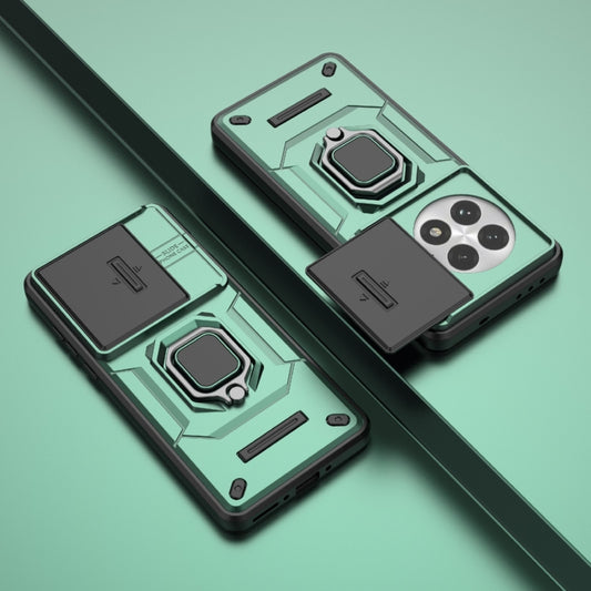 For OnePlus 13 5G Sliding Camshield TPU + PC Shockproof Phone Case with Holder(Green) by buy2fix