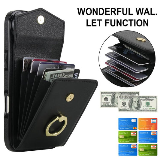 For iPhone Air Ring Holder RFID Card Slot Phone Case(Black) - iPhone Air Cases by buy2fix | Online Shopping UK | buy2fix