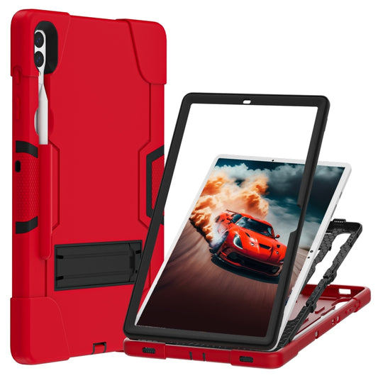 For Samsung Galaxy Tab S9+ Contrast Color Silicone PC Tablet Case with Holder(Red + Black) by buy2fix