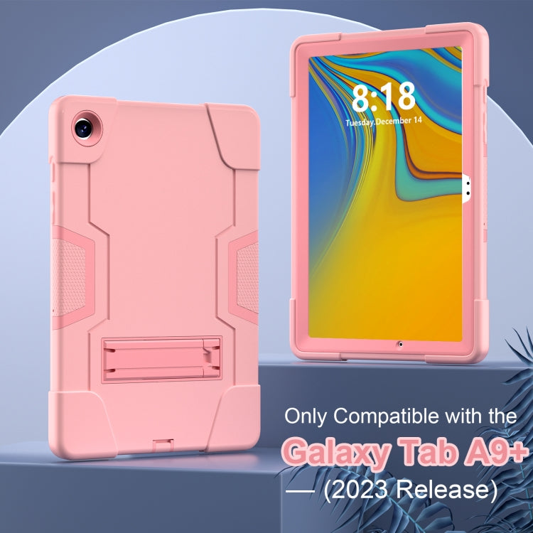 For Samsung Galaxy Tab A9+ Contrast Color Silicone PC Tablet Case with Holder(Rose Gold) - Galaxy Tab A9+ by buy2fix | Online Shopping UK | buy2fix