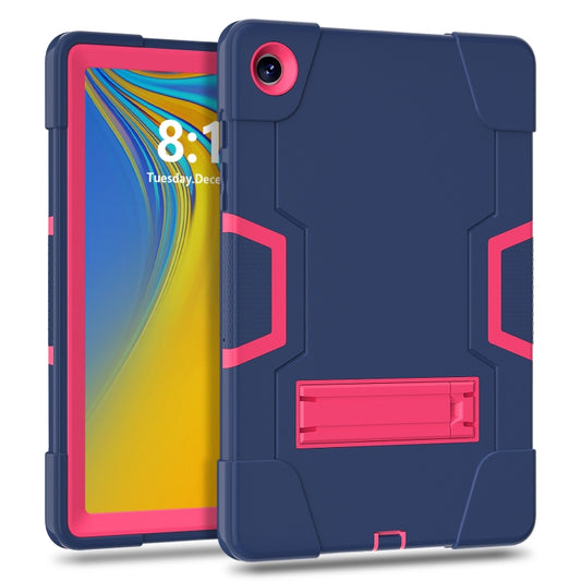 For Samsung Galaxy Tab A9+ Contrast Color Silicone PC Tablet Case with Holder(Navy Blue + Rose Red) - Galaxy Tab A9+ by buy2fix | Online Shopping UK | buy2fix