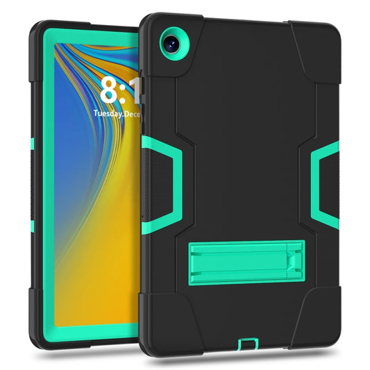 For Samsung Galaxy Tab A9+ Contrast Color Silicone PC Tablet Case with Holder(Black + Mint Green) - Galaxy Tab A9+ by buy2fix | Online Shopping UK | buy2fix