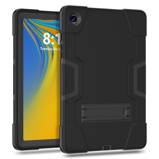 For Samsung Galaxy Tab A9+ Contrast Color Silicone PC Tablet Case with Holder(Black) - Galaxy Tab A9+ by buy2fix | Online Shopping UK | buy2fix