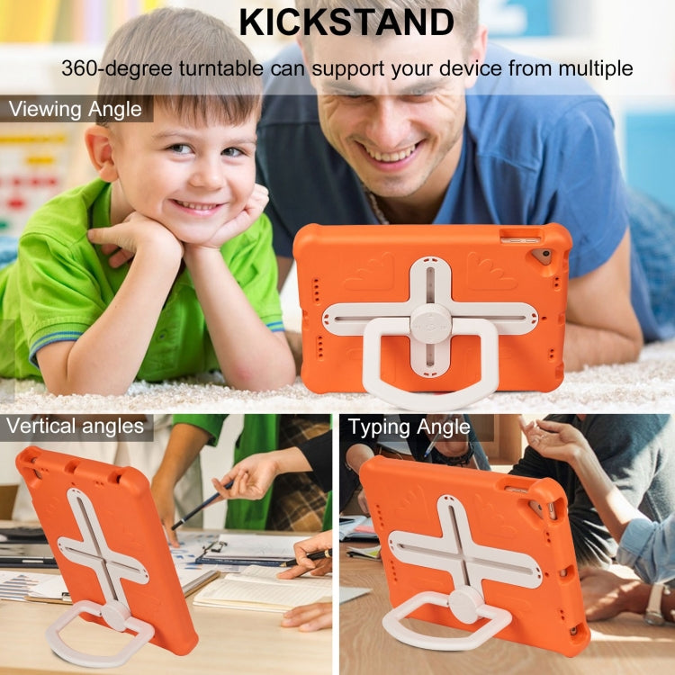 For iPad Air 2 / 9.7 2017 / 2018 Shield 360 Rotation Handle EVA Shockproof PC Tablet Case(Orange Beige) - iPad 9.7 (2018) & (2017) Cases by buy2fix | Online Shopping UK | buy2fix