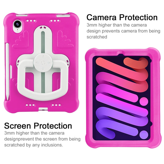 For iPad mini 6 2021 / mini 2024 Shield 360 Rotation Handle EVA Shockproof PC Tablet Case(Rose Red Beige) - iPad mini 6 Cases by buy2fix | Online Shopping UK | buy2fix