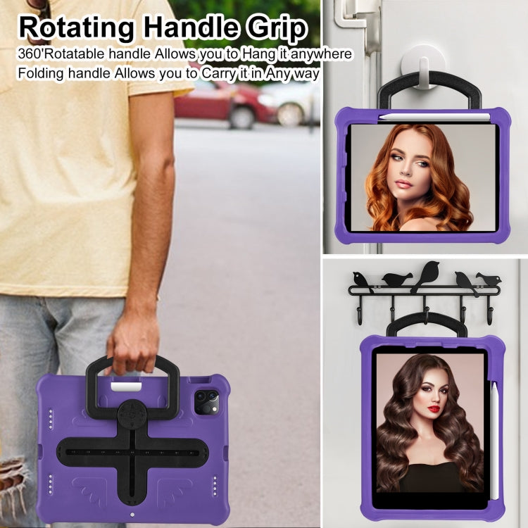 For iPad Pro 11 2025 / 2024 Shield 360 Rotation Handle EVA Shockproof PC Tablet Case(Purple Black) by buy2fix