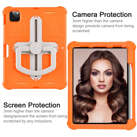 For iPad Air 11 2024 / 2025 Shield 360 Rotation Handle EVA Shockproof PC Tablet Case(Orange Beige) by buy2fix