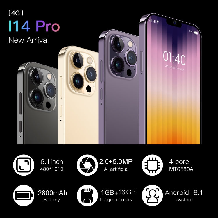 I14 Pro / N85 4G, 1GB+8GB, 6.1 inch Screen, Face Identification, Android 8.1 MTK6737 Quad Core, Network: 4G, Dual SIM(Gold) - by buy2fix | Online Shopping UK | buy2fix