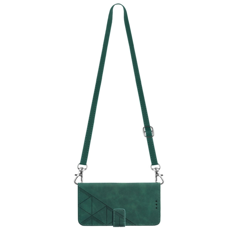 For Motorola Moto G Play 5G 2024 Crossbody 3D Embossed Flip Leather Phone Case(Dark Green) by buy2fix