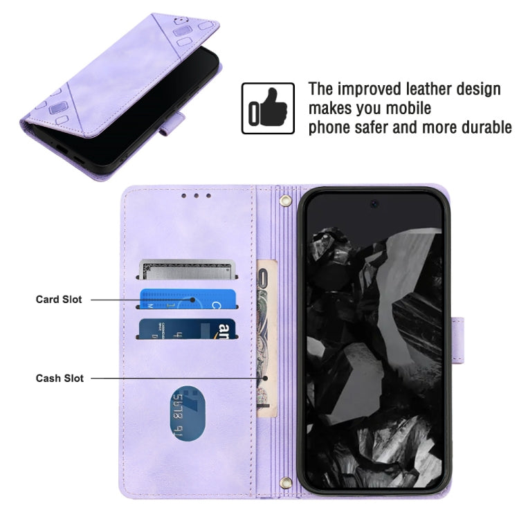 For Google Pixel 9 Pro XL Skin-feel Embossed Leather Phone Case(Light Purple) by buy2fix