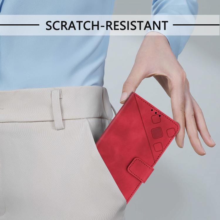 For Google Pixel 10 5G Global Skin-feel Embossed Leather Phone Case(Red) - Google Cases by buy2fix | Online Shopping UK | buy2fix