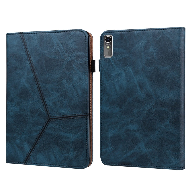 For Lenovo Xiaoxin Pad Pro 12.7 Solid Color Stripe Embossed Leather Tablet Case(Blue) - Lenovo by buy2fix | Online Shopping UK | buy2fix
