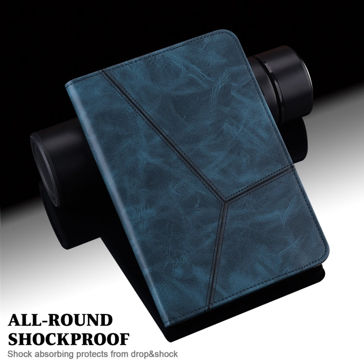 For Lenovo Xiaoxin Pad Pro 12.7 Solid Color Stripe Embossed Leather Tablet Case(Blue) - Lenovo by buy2fix | Online Shopping UK | buy2fix