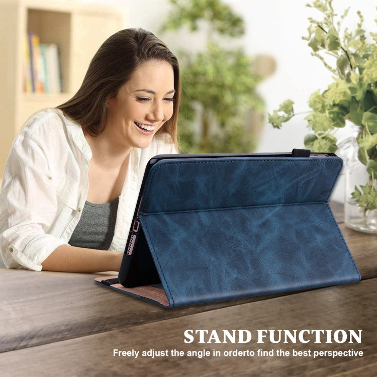 For Lenovo Xiaoxin Pad Pro 12.7 Solid Color Stripe Embossed Leather Tablet Case(Blue) - Lenovo by buy2fix | Online Shopping UK | buy2fix