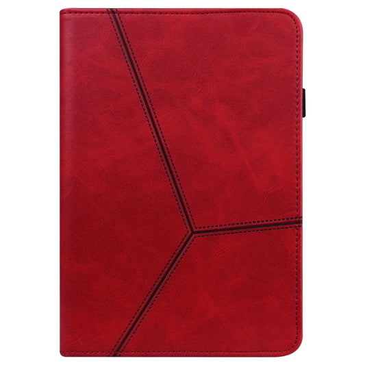 For Lenovo Xiaoxin Pad Pro 12.7 Solid Color Stripe Embossed Leather Tablet Case(Red) - Lenovo by buy2fix | Online Shopping UK | buy2fix