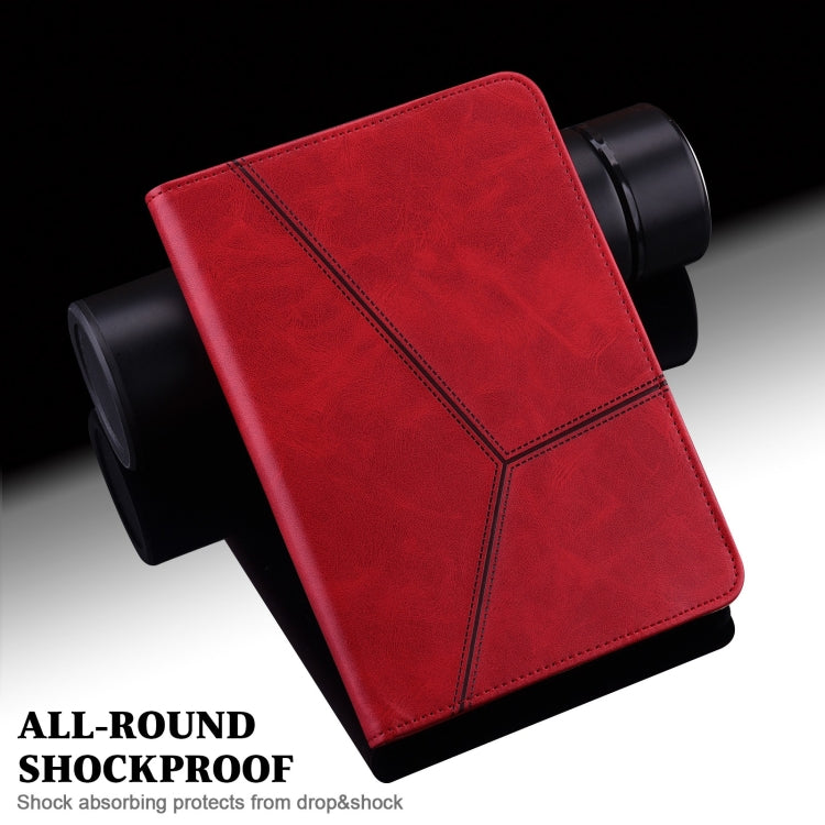 For Lenovo Xiaoxin Pad Pro 12.7 Solid Color Stripe Embossed Leather Tablet Case(Red) - Lenovo by buy2fix | Online Shopping UK | buy2fix