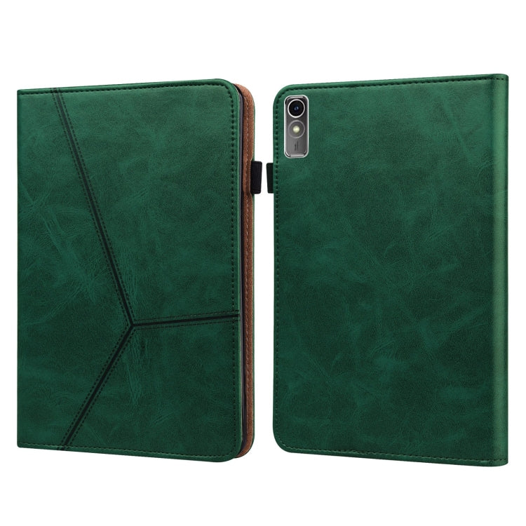 For Lenovo Xiaoxin Pad Pro 12.7 Solid Color Stripe Embossed Leather Tablet Case(Green) - Lenovo by buy2fix | Online Shopping UK | buy2fix