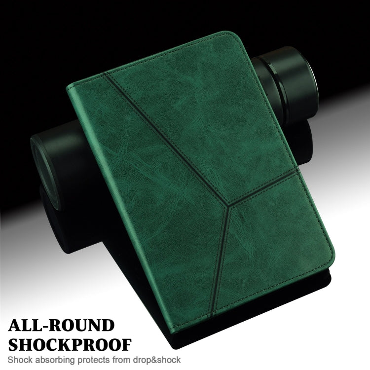 For Lenovo Xiaoxin Pad Pro 12.7 Solid Color Stripe Embossed Leather Tablet Case(Green) - Lenovo by buy2fix | Online Shopping UK | buy2fix