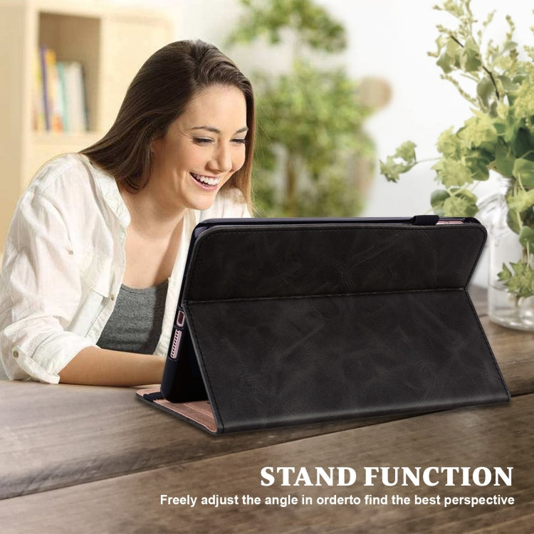 For Lenovo Xiaoxin Pad Pro 12.7 Solid Color Stripe Embossed Leather Tablet Case(Black) - Lenovo by buy2fix | Online Shopping UK | buy2fix