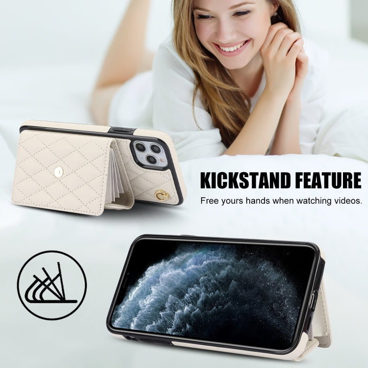 For iPhone 11 Pro Max Crossbody Rhombic Horizontal Wallet Leather Phone Case(White) - iPhone 11 Pro Max Cases by buy2fix | Online Shopping UK | buy2fix