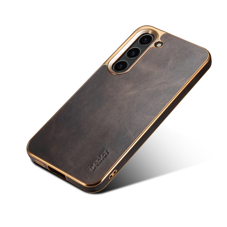 For Samsung Galaxy S23+ 5G Denior Oil Wax Leather Electroplating Phone Case(Black) - Galaxy S23+ 5G Cases by Denior | Online Shopping UK | buy2fix