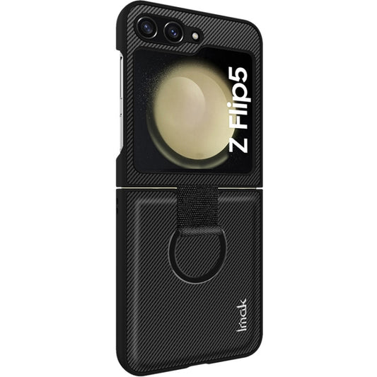 For Samsung Galaxy Z Flip5 5G imak Ruiyi Series Carbon Fiber Phone Case with Ring Holder by imak