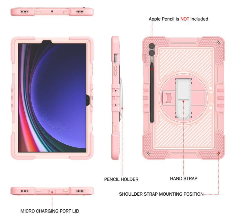 For Samsung Galaxy Tab S9+ 360 Degree Rotation PC Contrast Silicone Tablet Case(Rose Gold) - Galaxy Tab S9+ Cases by buy2fix | Online Shopping UK | buy2fix