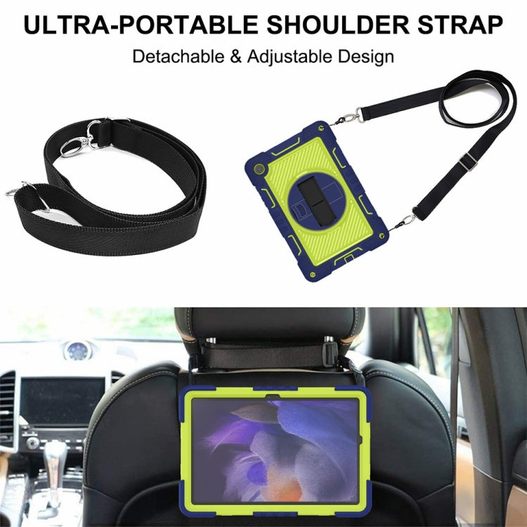 For Samsung Galaxy Tab A9+ 360 Degree Rotation PC Contrast Silicone Tablet Case(Navy Blue + Yellow Green) - Galaxy Tab A9+ by buy2fix | Online Shopping UK | buy2fix