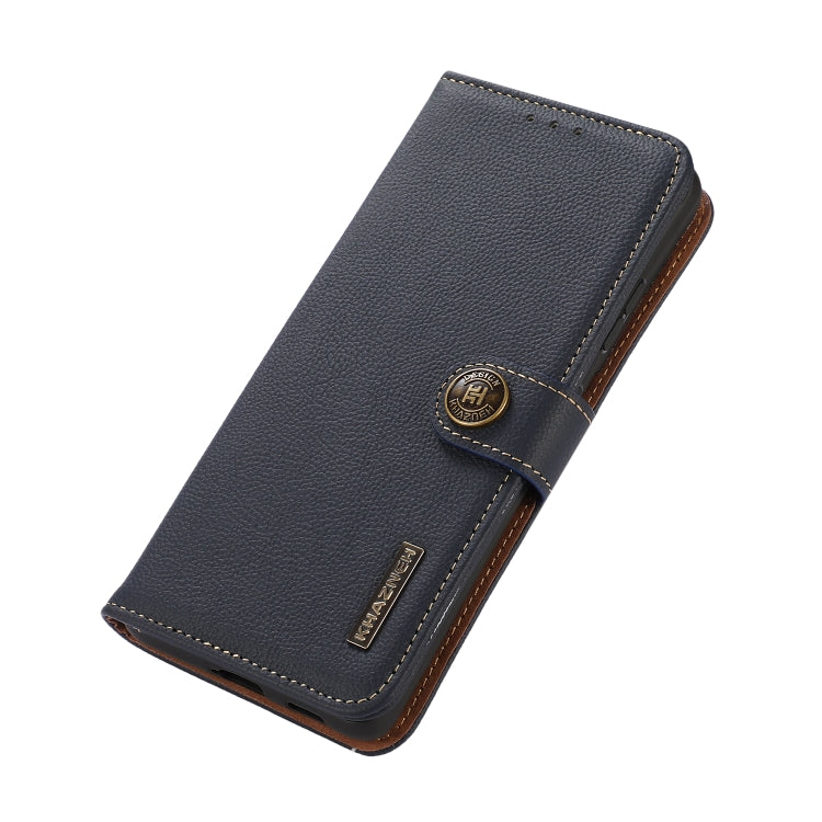 For Sony Xperia 5 V KHAZNEH Custer Genuine Leather RFID Phone Case(Blue) - Sony Cases by buy2fix | Online Shopping UK | buy2fix