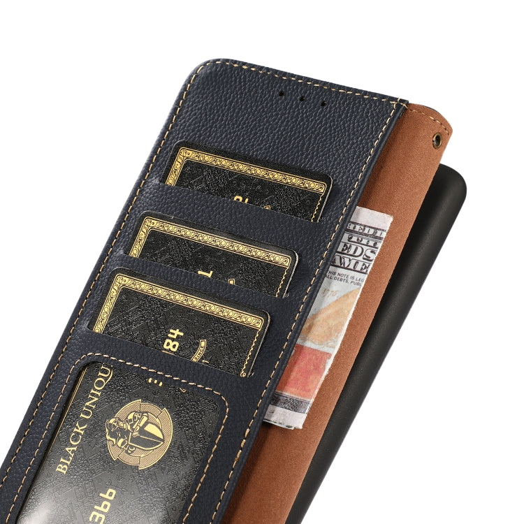 For Sony Xperia 5 V KHAZNEH Custer Genuine Leather RFID Phone Case(Blue) - Sony Cases by buy2fix | Online Shopping UK | buy2fix