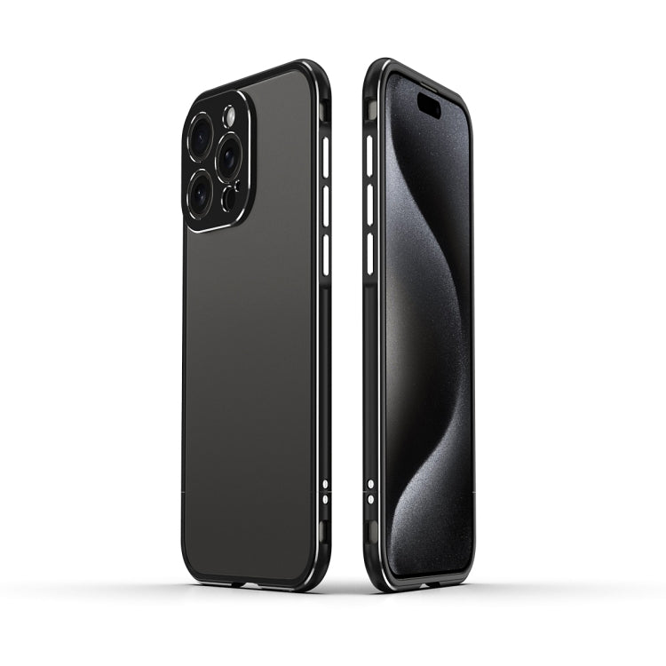 For iPhone 15 Pro Aurora Series Lens Protector + Metal Frame Phone Case(Black Silver) - iPhone 15 Pro Cases by buy2fix | Online Shopping UK | buy2fix