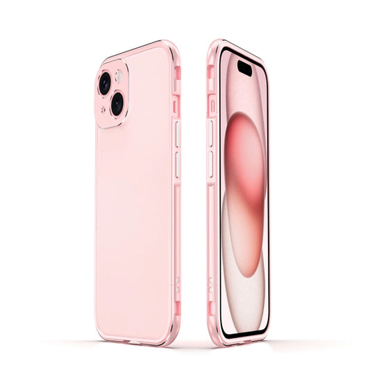 For iPhone 15 Aurora Series Lens Protector + Metal Frame Phone Case(Pink Silver) - iPhone 15 Cases by buy2fix | Online Shopping UK | buy2fix