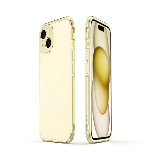 For iPhone 15 Aurora Series Lens Protector + Metal Frame Phone Case(Gold Silver) - iPhone 15 Cases by buy2fix | Online Shopping UK | buy2fix